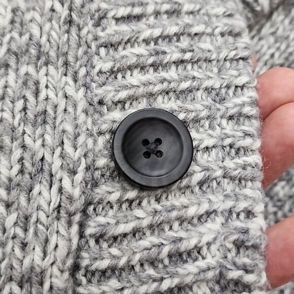 Coupe Men's Wool Blend Knit Button Up Hooded Jacket Beige Black Nordic Sz Large - Picture 6 of 13